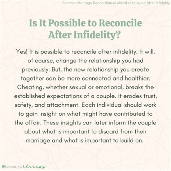Can a couple reconcile after infidelity?