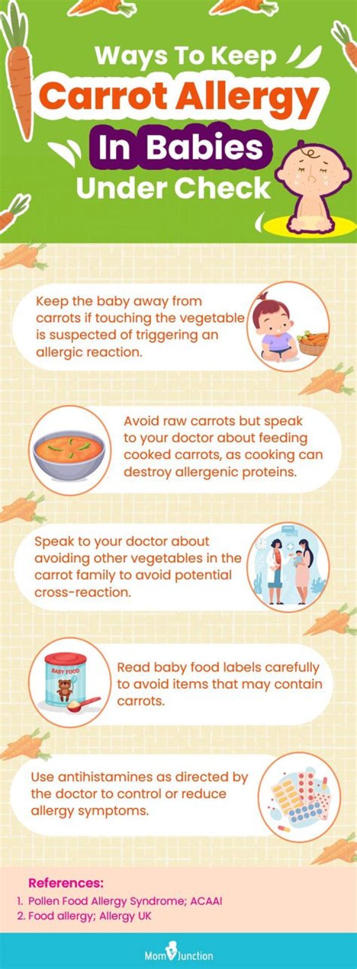 Can baby be allergic to carrots?