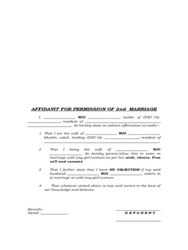Do I need permission from my wife for second marriage?