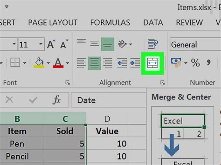 How do I advance rows merge in Excel?
