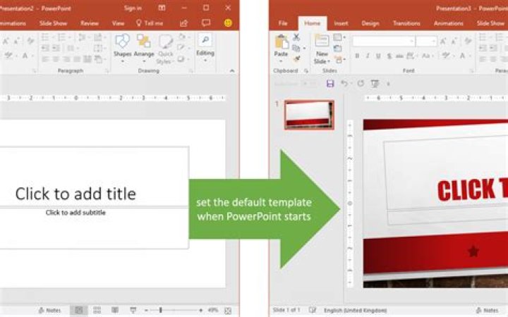 How do I change the default template in PowerPoint 365?