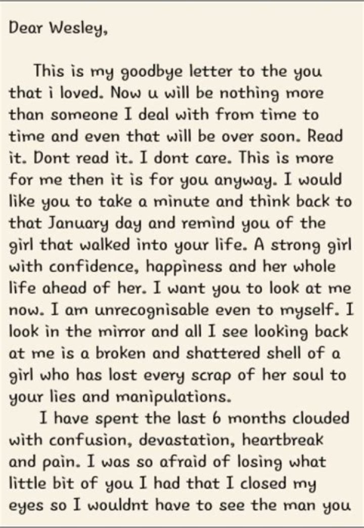 How do you make someone cry in goodbye letter?