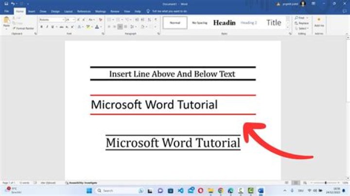 How do you put a line above text in Word?