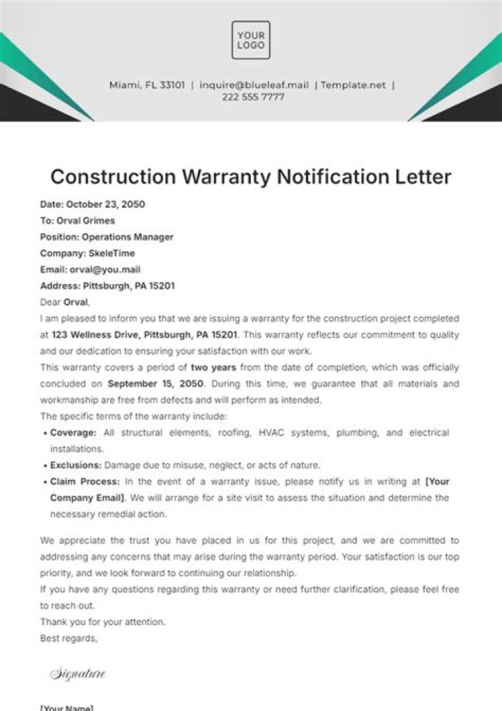 How long should a builder guarantee work?