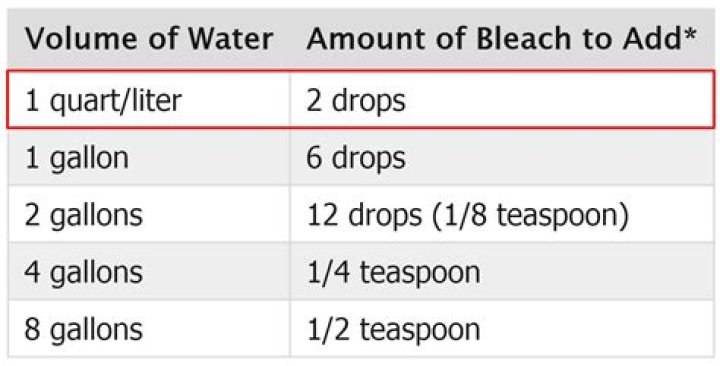 How much bleach does it take to purify 600 gallons of water?