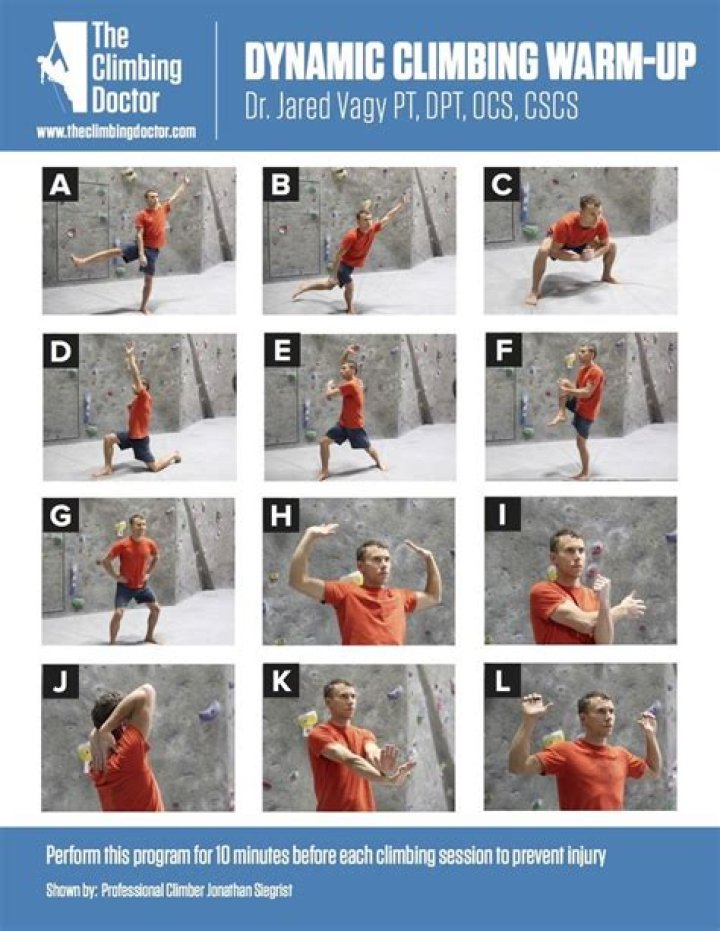 How should I warm up before rock climbing?