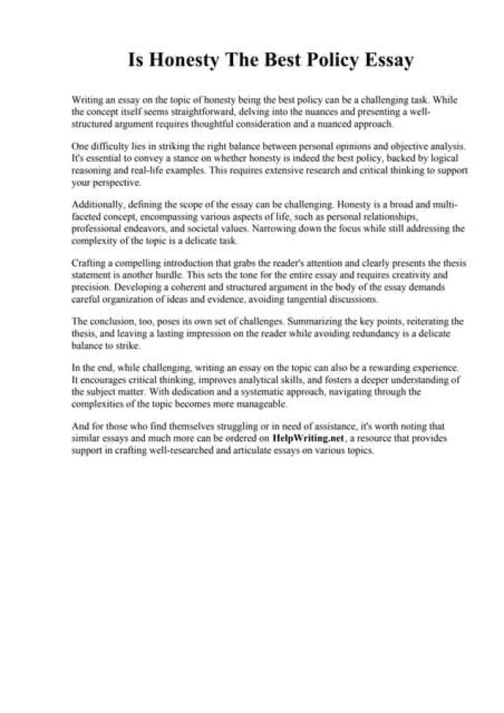 Is honesty the best policy essay?