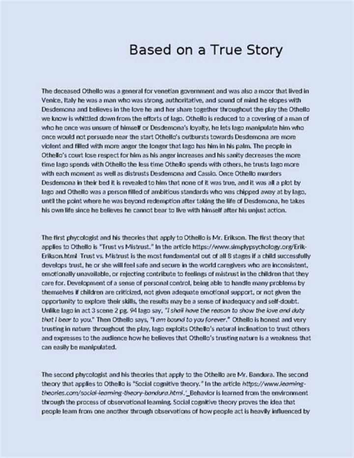 Is Othello based on a true story?