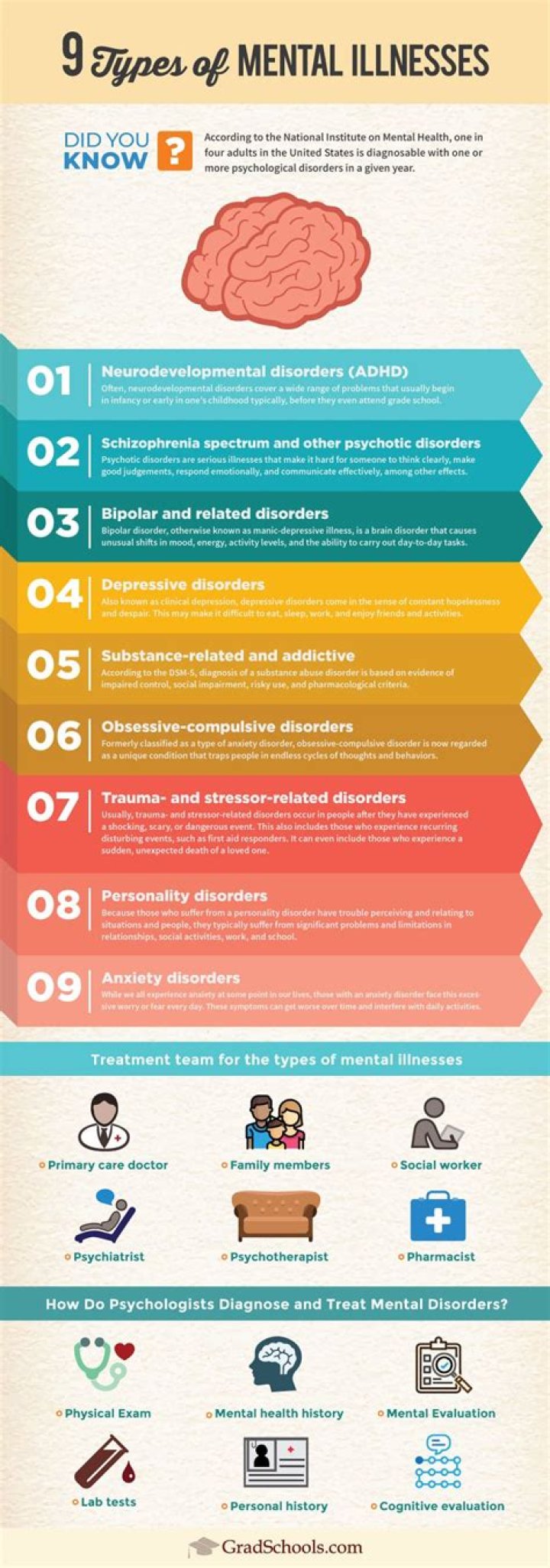 What are the 4 types of mental illness?