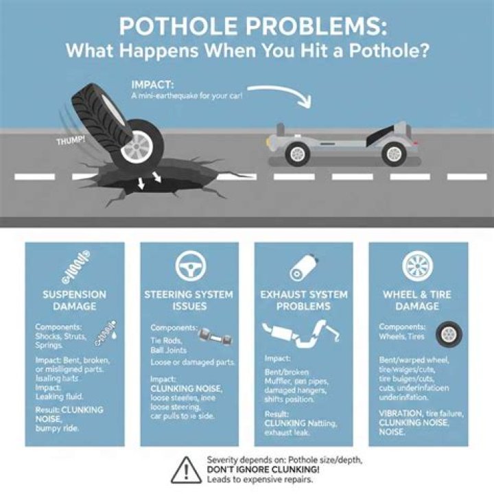 What can break when hitting a pothole?