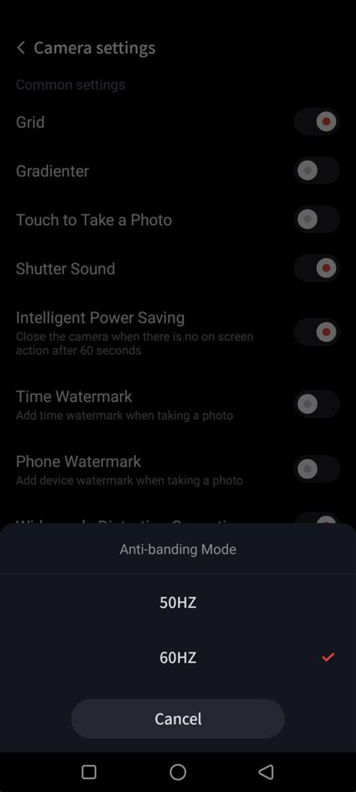 What is anti flicker in camera settings?