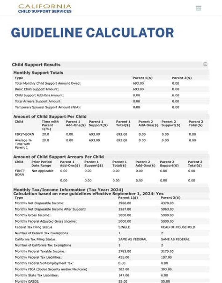 What is the average child support payment for one child in California?