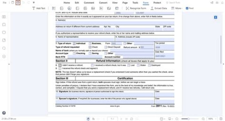 What is the IRS fax number for Form 3911?