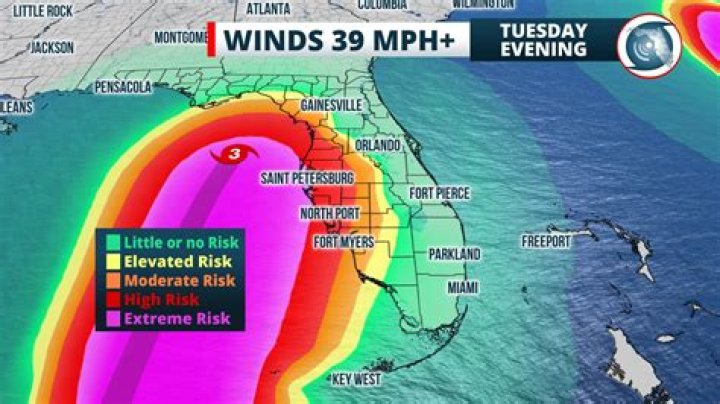 What part of Florida is least likely to be hit by a hurricane?