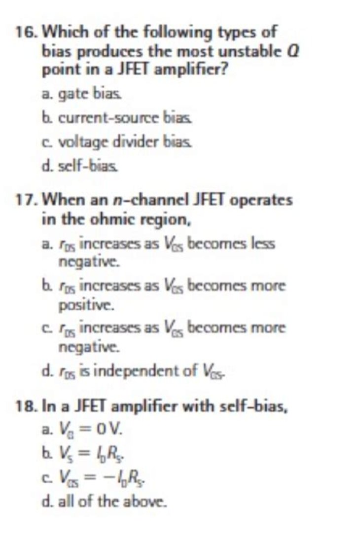 When a JFET is operating in the ohmic region?