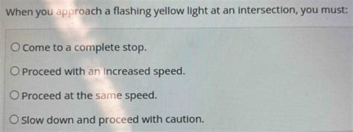When you approach a flashing yellow light at an intersection you must?