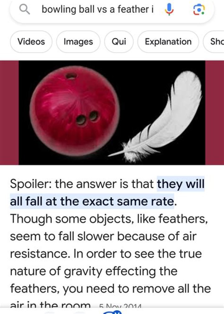 Why does a feather fall at the same rate?